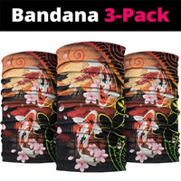 Hawaiian and Japanese Neck Gaiter Koi Fish With Kanaka Polynesian Tattoo LT14 package One Size: 25*50cm Black - Polynesian Pride