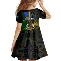Personalised South Sea Islanders Kid Short Sleeve Dress Kanakas With Vanuatu Coat Of Arms LT14 - Polynesian Pride