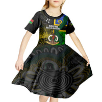 Personalised South Sea Islanders Kid Short Sleeve Dress Kanakas With Vanuatu Coat Of Arms LT14 - Polynesian Pride