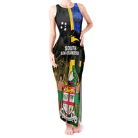 Personalised South Sea Islanders Tank Maxi Dress Kanakas With Fiji Coat Of Arms LT14 Women Black - Polynesian Pride