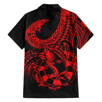 polynesia-family-matching-short-sleeve-bodycon-dress-and-hawaiian-shirt-fish-hook-tattoo-go-fishing-polynesian-pattern-red