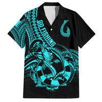 Polynesia Family Matching Long Sleeve Bodycon Dress and Hawaiian Shirt Fish Hook Tattoo Go Fishing Polynesian Pattern Turquosie LT14 Dad's Shirt - Short Sleeve Turquoise - Polynesian Pride