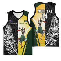 New Zealand and South Africa Rugby Custom Basketball Jersey Maori Silver Fern Springbok Together LT14 - Polynesian Pride