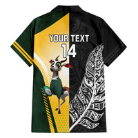 New Zealand and South Africa Rugby Custom Family Matching Off The Shoulder Long Sleeve Dress and Hawaiian Shirt Maori Silver Fern Springbok Together LT14 - Polynesian Pride