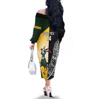 New Zealand and South Africa Rugby Custom Family Matching Off The Shoulder Long Sleeve Dress and Hawaiian Shirt Maori Silver Fern Springbok Together LT14 - Polynesian Pride