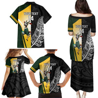 New Zealand and South Africa Rugby Custom Family Matching Puletasi and Hawaiian Shirt Maori Silver Fern Springbok Together LT14 - Polynesian Pride