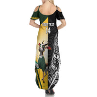 New Zealand and South Africa Rugby Custom Family Matching Summer Maxi Dress and Hawaiian Shirt Maori Silver Fern Springbok Together LT14 - Polynesian Pride