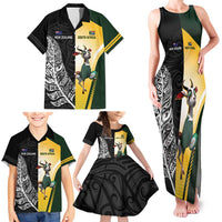 New Zealand and South Africa Rugby Custom Family Matching Tank Maxi Dress and Hawaiian Shirt Maori Silver Fern Springbok Together LT14 - Polynesian Pride