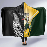 New Zealand and South Africa Rugby Custom Hooded Blanket Maori Silver Fern Springbok Together LT14 One Size Black - Polynesian Pride