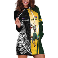 New Zealand and South Africa Rugby Custom Hoodie Dress Maori Silver Fern Springbok Together LT14 Black - Polynesian Pride