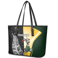 New Zealand and South Africa Rugby Custom Leather Tote Bag Maori Silver Fern Springbok Together LT14 - Polynesian Pride