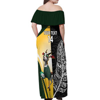 New Zealand and South Africa Rugby Custom Off Shoulder Maxi Dress Maori Silver Fern Springbok Together LT14 - Polynesian Pride