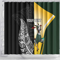 New Zealand and South Africa Rugby Custom Shower Curtain Maori Silver Fern Springbok Together LT14 - Polynesian Pride
