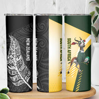 New Zealand and South Africa Rugby Skinny Tumbler Maori Silver Fern Springbok Together LT14 - Polynesian Pride