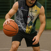 New Zealand and South Africa Rugby Custom Sleeveless Hoodie Maori Silver Fern Springbok Together LT14 - Polynesian Pride