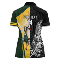 New Zealand and South Africa Rugby Custom Women Polo Shirt Maori Silver Fern Springbok Together LT14 - Polynesian Pride