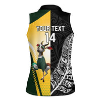 New Zealand and South Africa Rugby Custom Women Sleeveless Polo Shirt Maori Silver Fern Springbok Together LT14 - Polynesian Pride