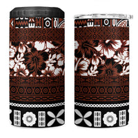 Bula Fiji 4 in 1 Can Cooler Tumbler Fijian Tapa Masi With Hibiscus Flowers LT14 One Size: 16 oz Brown - Polynesian Pride