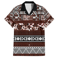 Bula Fiji Family Matching Long Sleeve Bodycon Dress and Hawaiian Shirt Fijian Tapa Masi With Hibiscus Flowers LT14 Dad's Shirt - Short Sleeve Brown - Polynesian Pride