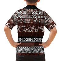 Bula Fiji Kid Hawaiian Shirt Fijian Tapa Masi With Hibiscus Flowers LT14 - Polynesian Pride