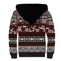Bula Fiji Sherpa Hoodie Fijian Tapa Masi With Hibiscus Flowers LT14 - Polynesian Pride
