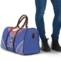 Queen Salote College 100 Years Personalized Travel Bag Tonga QSC Heilala Lei Blue Ngatu Pattern