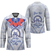 Queen Salote College 100 Years Personalized Hockey Jersey Tonga QSC Heilala Lei White Ngatu Pattern