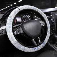 Queen Salote College 100 Years Steering Wheel Cover Tonga QSC Heilala Lei White Ngatu Pattern