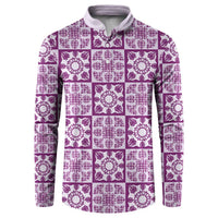 Poni Palaka Quilt Hawaii Button Sweatshirt Hawaiian Tropical Monstera Sea Turtle