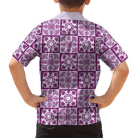Poni Palaka Quilt Hawaii Family Matching Off Shoulder Short Dress and Hawaiian Shirt Hawaiian Tropical Monstera Sea Turtle LT14 - Polynesian Pride