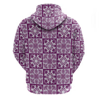 Poni Palaka Quilt Hawaii Hoodie Hawaiian Tropical Monstera Sea Turtle