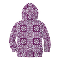 Poni Palaka Quilt Hawaii Kid Hoodie Hawaiian Tropical Monstera Sea Turtle