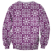 Poni Palaka Quilt Hawaii Sweatshirt Hawaiian Tropical Monstera Sea Turtle