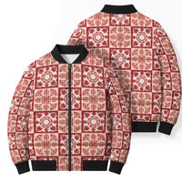 Ulaula Palaka Quilt Hawaii Bomber Puffer Jacket Hawaiian Tropical Monstera Sea Turtle