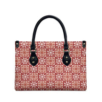 Ulaula Palaka Quilt Hawaii Leather Bag Hawaiian Tropical Monstera Sea Turtle