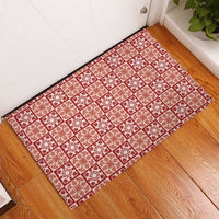 Ulaula Palaka Quilt Hawaii Rubber Doormat Hawaiian Tropical Monstera Sea Turtle