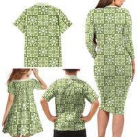 Omaomao Palaka Quilt Hawaii Family Matching Long Sleeve Bodycon Dress and Hawaiian Shirt Hawaiian Tropical Monstera Sea Turtle LT14 - Polynesian Pride