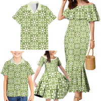 Omaomao Palaka Quilt Hawaii Family Matching Mermaid Dress and Hawaiian Shirt Hawaiian Tropical Monstera Sea Turtle LT14 - Polynesian Pride