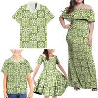 Omaomao Palaka Quilt Hawaii Family Matching Off Shoulder Maxi Dress and Hawaiian Shirt Hawaiian Tropical Monstera Sea Turtle LT14 - Polynesian Pride