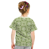 Omaomao Palaka Quilt Hawaii Kid T Shirt Hawaiian Tropical Monstera Sea Turtle