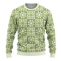Omaomao Palaka Quilt Hawaii Ugly Christmas Sweater Hawaiian Tropical Monstera Sea Turtle