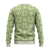 Omaomao Palaka Quilt Hawaii Ugly Christmas Sweater Hawaiian Tropical Monstera Sea Turtle