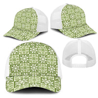 Omaomao Palaka Quilt Hawaii Mesh Trucker Cap Hawaiian Tropical Monstera Sea Turtle