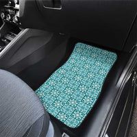 Cyan Palaka Quilt Hawaii Car Mats Hawaiian Tropical Monstera Sea Turtle