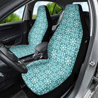 Cyan Palaka Quilt Hawaii Car Seat Cover Hawaiian Tropical Monstera Sea Turtle