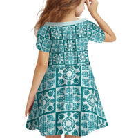 Cyan Palaka Quilt Hawaii Family Matching Puletasi and Hawaiian Shirt Hawaiian Tropical Monstera Sea Turtle LT14 - Polynesian Pride