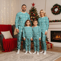 Cyan Palaka Quilt Hawaii Christmas Pajama Set Hawaiian Tropical Monstera Sea Turtle
