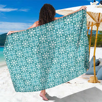 Cyan Palaka Quilt Hawaii Sarong Hawaiian Tropical Monstera Sea Turtle