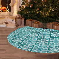 Cyan Palaka Quilt Hawaii Tree Skirt Hawaiian Tropical Monstera Sea Turtle