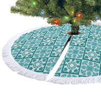 Cyan Palaka Quilt Hawaii Tree Skirt Hawaiian Tropical Monstera Sea Turtle